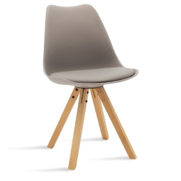 Καρέκλα Caron 127-000011 48x55x80 Grey-Natural Ξύλο,Τεχνόδερμα