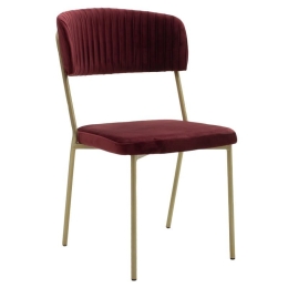 Καρέκλα Livio 101-000045 53x57x89 Bordo-Gold Βελούδο, Μέταλλο