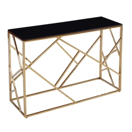 Κονσόλα Tabar 138-000001 120x40x78 Gold - Black Ατσάλι,Γυαλί
