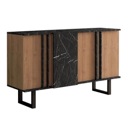 Μπουφές Amanda 120-000188 160x40x78.5 Walnut-Black Μοριοσανίδα, Μελαμίνη