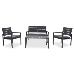 Σαλόνι Κήπου Patio I 149-000002 (Σετ 4τμχ) Anthracite - Black 4 Θέσεων