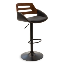 Σκαμπό Μπαρ Fern 106-000007 51x89 Black-Walnut Μέταλλο,Τεχνόδερμα