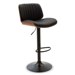 Σκαμπό Μπαρ Fern 106-000005 Black-Walnut Μέταλλο,Τεχνόδερμα