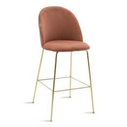 Σκαμπό Μπαρ Ruth 112-000020 51x56x110 Gold Gloss-Apple Βελούδο, Μέταλλο