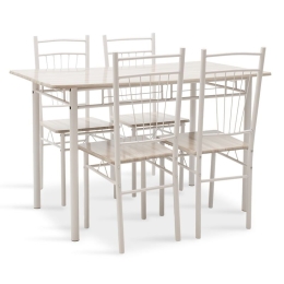 Τραπεζαρία Roza 072-000028 (Σετ 5τμχ) 120x70x75cm Light grey- White Gloss 4 Θέσεων