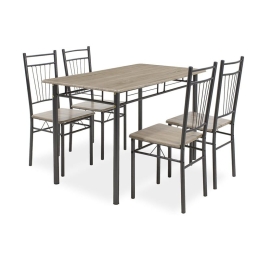 Τραπεζαρία Roza 072-000003 (Σετ 5τμχ) 120x70x75cm Sonoma - Anthracite 4 Θέσεων