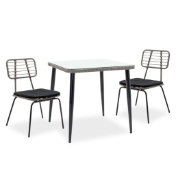 Τραπεζαρία Κήπου Naoki 200-000393 (Σετ 3τμχ) Black-Grey 2 Θέσεων
