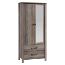 Ντουλάπα Δίφυλλη Με Καθρέπτη Tara 123-000170 84,5x52x193cm Oak Δίφυλλη