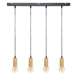 Φωτιστικό Οροφής - Ράγα Nat 199-000090 80x6x110cm 4xΕ27 25W Black-Natural
