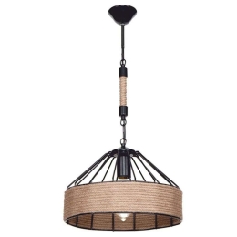 Φωτιστικό Οροφής PWL-0975 Φ33x61cm 1xΕ27 60W Black-Natural