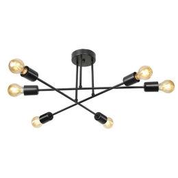 Φωτιστικό Οροφής PWL-1122 Φ61x25cm 6xΕ27 Black