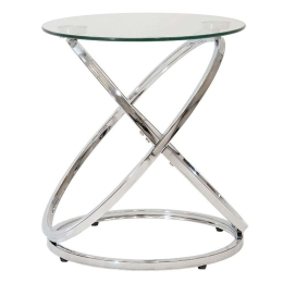 Τραπεζάκι Σαλονιού Βοηθητικό Sabin 029-000105 Φ50x50cm Silver-Clear