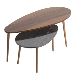 Τραπέζι Σαλονιού Monty (Σετ 2Τμχ) 185-000066 116x46x46cm/77x45x43cm Multi-Walnut