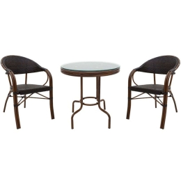 Τραπεζαρία Κήπου Paula (Σετ 3Τμχ) 200-000483 60x60x60cm Brown 2 Θέσεων
