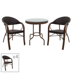Τραπεζαρία Κήπου Paula (Σετ 5Τμχ) 200-000333 Φ90x75cm Brown 4 Θέσεων