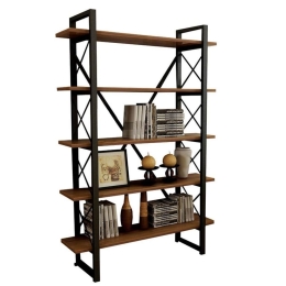 Βιβλιοθήκη PWF-0604 100x24x180cm Walnut-Black