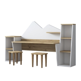 Γραφείο Παιδικό Bubble 182-000029 (Σετ 3τμχ) 180x45x93.5cm Walnut-White