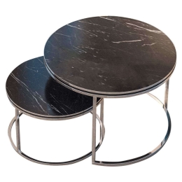 Τραπεζάκια Σαλονιού October 120-000350 (Σετ 2Τμχ) Black-Silver