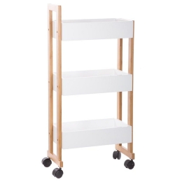 Τρόλεϊ-Ραφιέρα Κουζίνας 3όροφη Jastin 38x20x80cm Natural Mdf,Bamboo