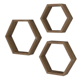 Ραφιέρα Τοίχου Valis 120-000058  37/32/28x9x32/28/24cm Walnut
