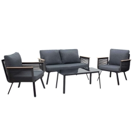 Σαλόνι Κήπου Lipari (Σετ 4Τμχ) 219-000008 Anthracite 4 Θέσεων