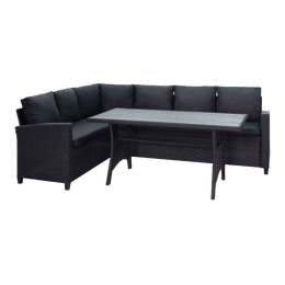 Σαλόνι Κήπου Merano (Σετ 3Τμχ) 219-000009 Black 5 Θέσεων