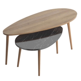 Τραπέζι Σαλονιού Monty (Σετ 2Τμχ) 185-000088 116x46x46cm Marble Black-Oak