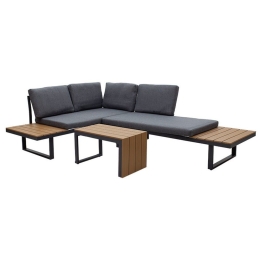 Σαλόνι Κήπου Christie 219-000001 (Σετ 3τμχ) 250x173x76cm Natural-Grey 4 Θέσεων