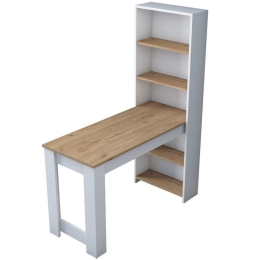 Γραφείο Εργασίας Με Ραφιέρα Pawl 182-000046 120x53.8x153.5cm White-Walnut