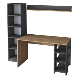 Γραφείο Με Βιβλιοθήκη Goldie 182-000048 160x45x161.8cm Anthracite-Natural