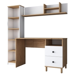 Γραφείο Με Βιβλιοθήκη Goldie 182-000059 160x50x161.8cm White-Natural