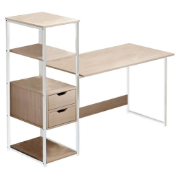 Γραφείο Mood Με Ραφιέρα 072-000069 107x40x110cm Natural-White