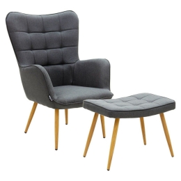 Πολυθρόνα Maddison Με Υποπόδιο 029-000154 Ύφασμα 68x72x98cm Anthracite-Natural