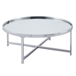 Τραπέζι Σαλονιού Tristan 138-000018 Φ105x40cm Silver