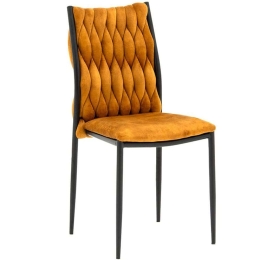 Καρέκλα Romany 101-000070 42x46x89cm Gold-Black Βελούδο, Μέταλλο