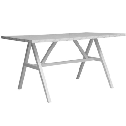 Τραπέζι Alarick 225-000013 140x70x76cm Marble White Μελαμίνη,Μέταλλο