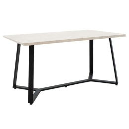 Tραπέζι Gemma 235-000018 160x90x75cm Marble Effect Grey-Black Μοριοσανίδα, Μέταλλο