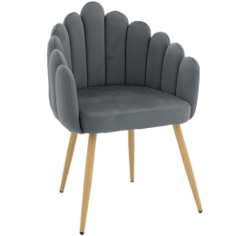 Πολυθρόνα Briella 235-000029 61x51x85cm Grey-Natural Βελούδο, Μέταλλο