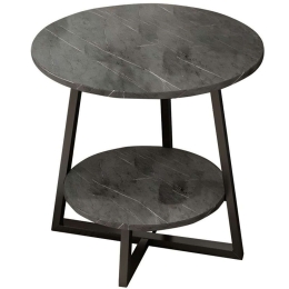 Τραπέζι Σαλονιού Rota 072-000061 Φ60x60cm Marble Effect Black