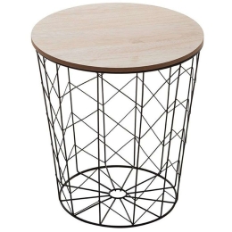 Τραπεζάκι Βοηθητικό Cabel 199-000096 Φ37,5x37cm Oak-Black
