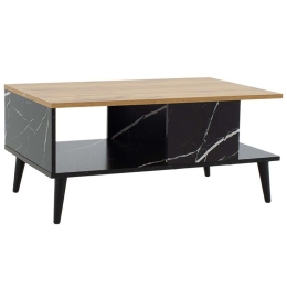 Τραπέζι Σαλονιού Moses 049-000065 90x54x37,5cm Marble Effect Black-Sonoma