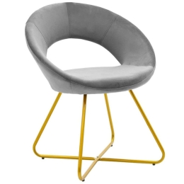 Καρέκλα Valentina 029-000135 67,5x60x75,5cm Grey-Gold Βελούδο, Μέταλλο