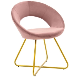 Καρέκλα Valentina 029-000135 67,5x60x75,5cm Apple-Gold Βελούδο, Μέταλλο