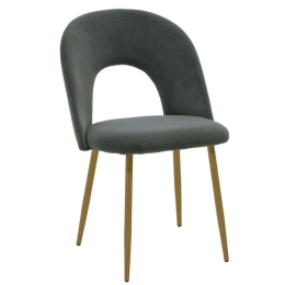 Καρέκλα Jonah 101-000081 55x57x85cm Anthracite-Natural Βελούδο, Μέταλλο
