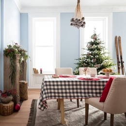 Τραπεζομάντηλο Χριστουγεννιάτικο 615 Grey-White Gofis Home 145Χ220