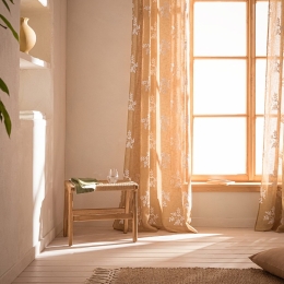 Κουρτίνα Leaf 532/ 36 Με Τρουκς Jute Gofis Home 140X280 Πολυέστερ
