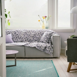 Ριχτάρι Leaf Puzzle 264/17 Lilac Gofis Home Τετραθέσιο 180x350cm Βαμβάκι-Πολυέστερ