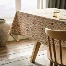 Τραπεζομάντηλο Nodens 292 Beige-Terra Gofis Home 135X135cm Βαμβάκι-Λινό