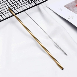 Καλαμάκια Straight (Σετ 7Τμχ) 21,5cm Gold Sostraw Ανοξείδωτο Ατσάλι