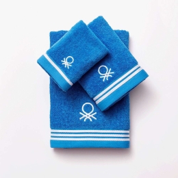 Πετσέτα Μπάνιου (Σετ 3Τμχ) 20.21.0743 Cotton 30X50/50X90/70X140cm Blue Benetton Σετ Πετσέτες 100% Βαμβάκι